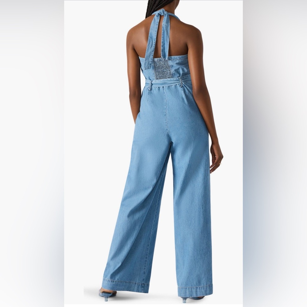 Steve Madden Artie Light Wash Denim Tie-Waist Jumpsuit Large NWT : Nordstrom - Picture 2 of 3